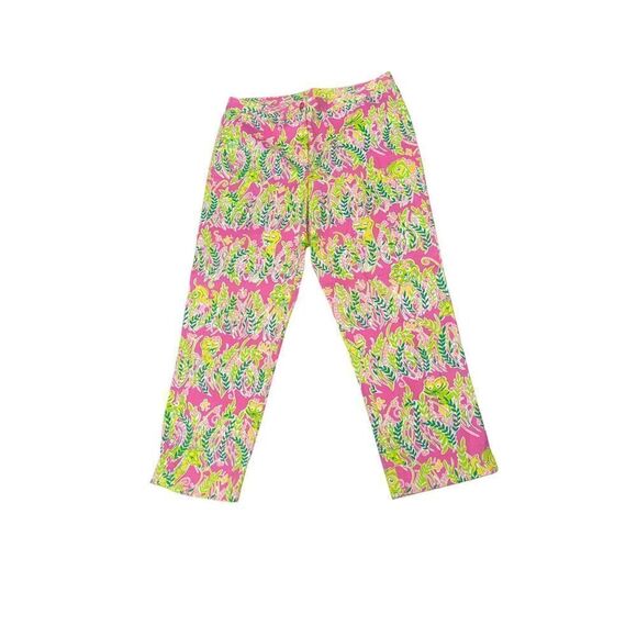 BEAUTIFUL WOMEN Rare PINK & GREEN Lilly Pulitzer cropped pants size 6 - Picture 1 of 7